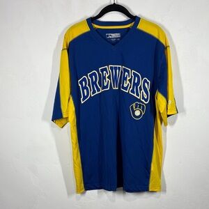 MLB Blue and Yellow Milwaukee Brewers Top size large